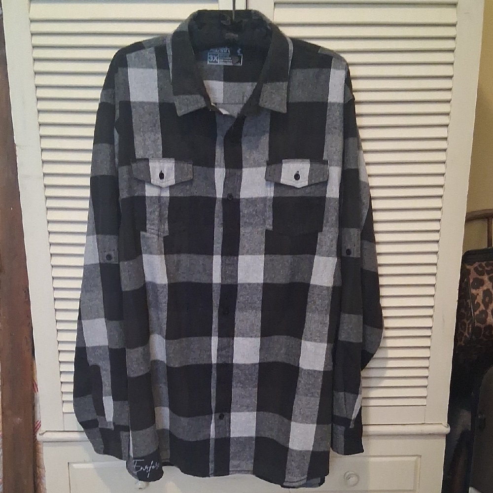 Casual Black and Gray Checkered Men's Shirt